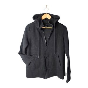 Active Life | Black ribbed zip up hoodie jacket with pockets •